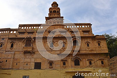 This is an image of a beautiful old and ancient backside view of maharaja palace in jaisalmer rajasthan india Stock Photo