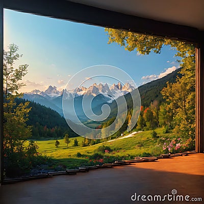 Beautiful sunny day is in mountain landscape. Carpathian, Ukraine, Europe. Beauty world. made with Generative AI Stock Photo