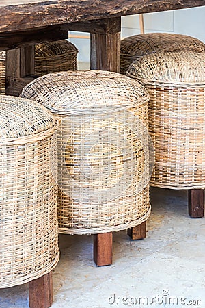 Unique chair made from hard rattan Stock Photo