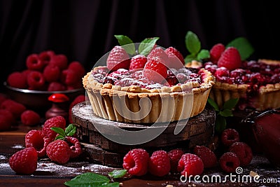 delicious raspberry pies Stock Photo