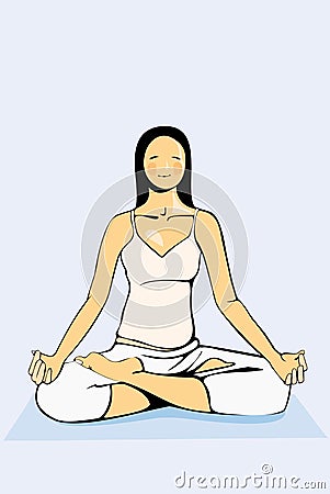 pretty calm woman practise yoga Stock Photo