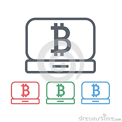 Image bitcoin on computer monitor.. The concept of virtual currency. Vector illustration. Vector Illustration