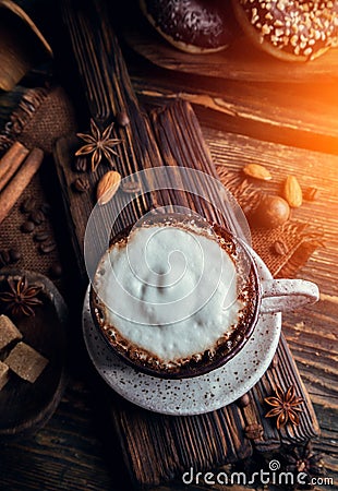 Image of black coffee with milk. Stock Photo