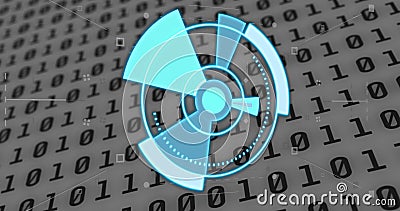 Image of blue circle with radar over binary code Stock Photo
