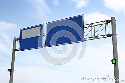 Image of blue road sign Stock Photo