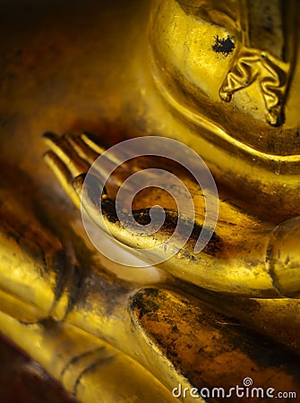 Image of buddha hand in Wat Pho Stock Photo