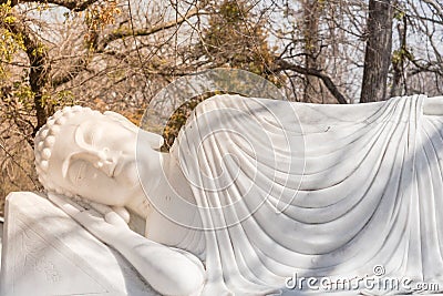 Image of Buddha in his Parinibbana nirvana after death Stock Photo