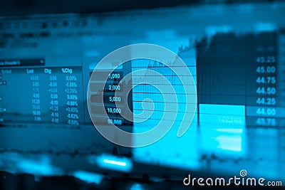 The image of business graph and trade monitor of Investment in gold trading,Stock market ,Futures market,Oil market Stock Photo