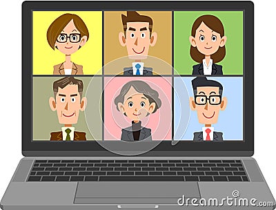 The image of Business persons meeting online Vector Illustration