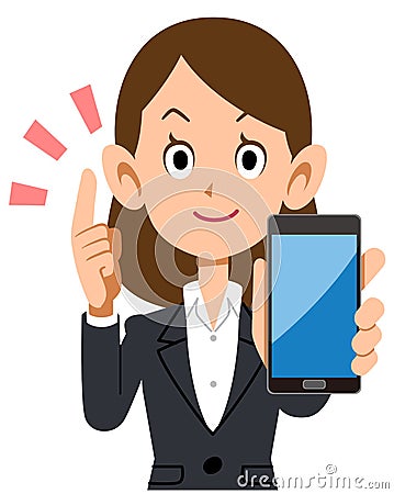 Business woman explaining with smartphone Vector Illustration