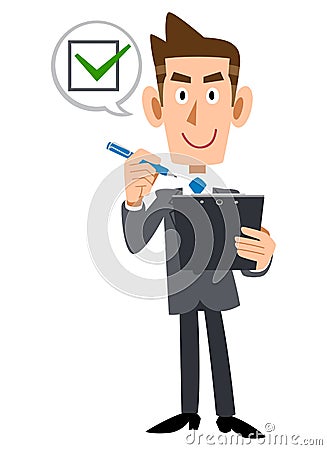 A Businessman to inspect and confirm Vector Illustration