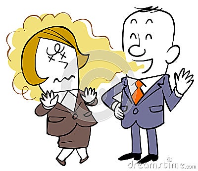 A businessman who does not notice bad breath and a woman who suffers Vector Illustration