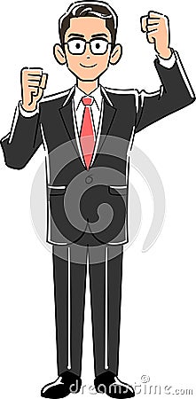 Businessmen who wear glasses with high motivation Vector Illustration