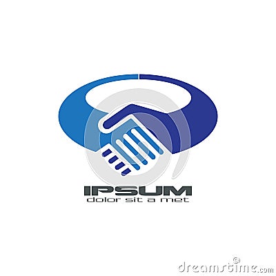 Blue handshake logo Vector Illustration