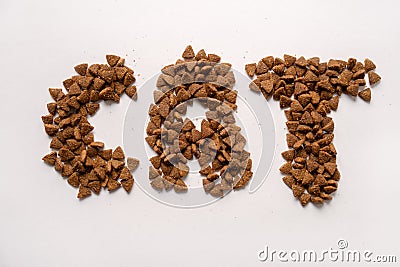 Image caption The cat made dry food on a white background Stock Photo
