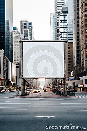 Blank billboard frame nestled amidst a bustling urban landscape, open canvas for creativity Stock Photo