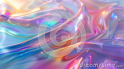 Ethereal holographic waves with a dynamic iridescent sheen. AI generated Stock Photo