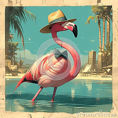 Chic Flamingo - The Ultimate Mascot! Stock Photo