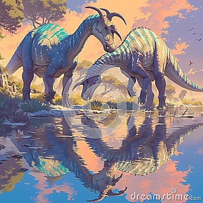 Vibrant Prehistoric Adventure Stock Photo