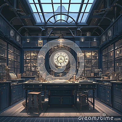 Luxurious Watchmaker's Workshop - Timepieces and Craftsmanship Stock Photo