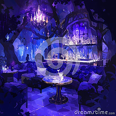 Chic Nocturnal Lounge Stock Photo