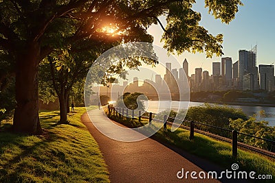 urban jogging path landscape Stock Photo