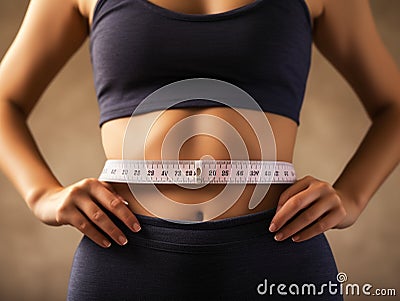 woman's waist with measuring tape Stock Photo