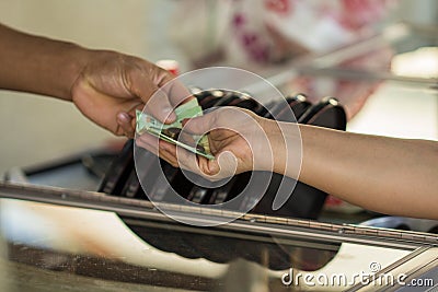 Image of Cash payment, purchase, sale, receipt Stock Photo