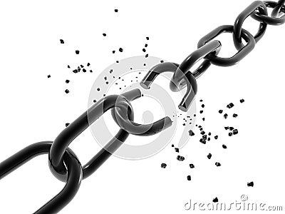 Image of a chain with a broken link. Stock Photo