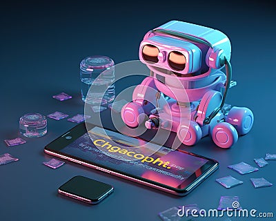 The concept of the chatGPT conversation method is related to the search engine concept. Cartoon Illustration