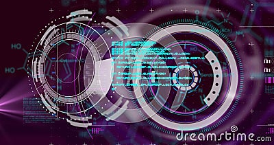 Image of chemical formulas and data processing over diverse data and human model Stock Photo