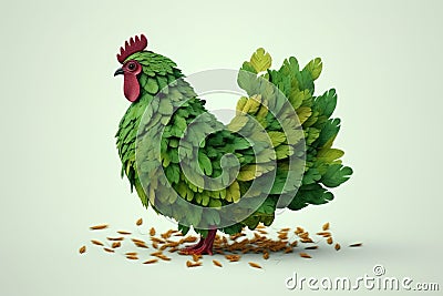 image of chicken design with leaf elements. Farm animals. Illustration. Generative AI Stock Photo