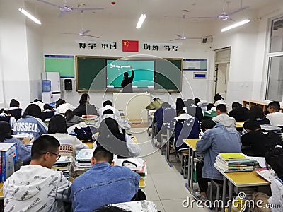 Chinese Middle School Students in Class Editorial Stock Photo