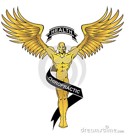 Chiropractic Health Gold Angel Man Vector Illustration