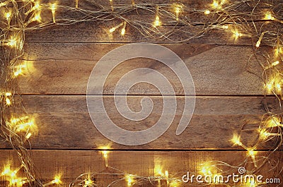 image of Christmas warm gold garland lights Stock Photo