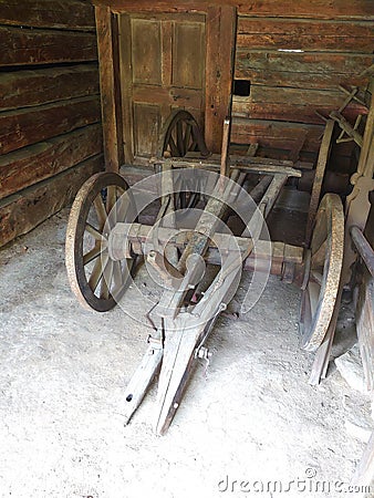 Image of clasic wooden cart used for heavy objects Stock Photo