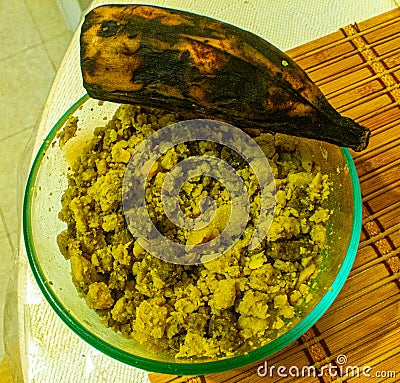 Closeup of traditional Puerto Rican dish - Mofongo. Stock Photo