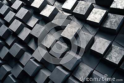 image of collection of black and white cubes arranged in a diagonal pattern. Generative AI Stock Photo