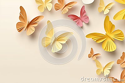 paper art Butterfly pack blank background Generative AI Stock Photo