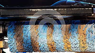image of colored automatic car wash rotating brush made of scratch-resistant plastic material. Stock Photo