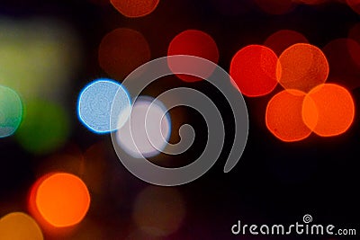 Image of colorful blurred defocused bokeh Lights. motion and nightlife concept. Elegant background. Stock Photo