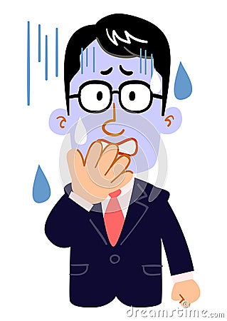 The complexion of serious businessmen who wear glasses turns blue Vector Illustration