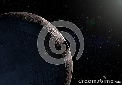 Artwork of Makemake dwarf planet in the Kuiper belt and shadow o Stock Photo