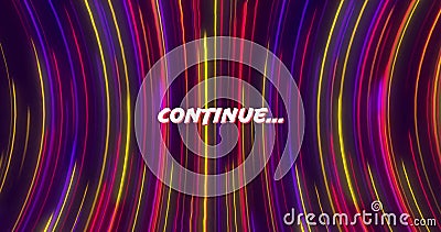 Image of continue text over light trails pattern background Stock Photo