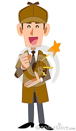 The image of A convinced detective man Vector Illustration
