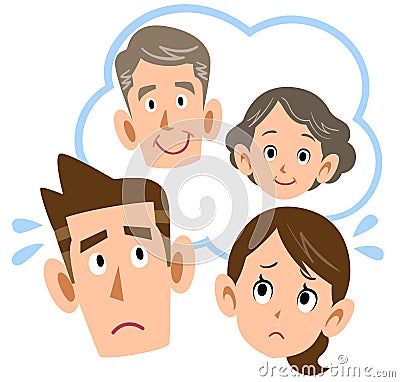 Couple to worry about parents Vector Illustration