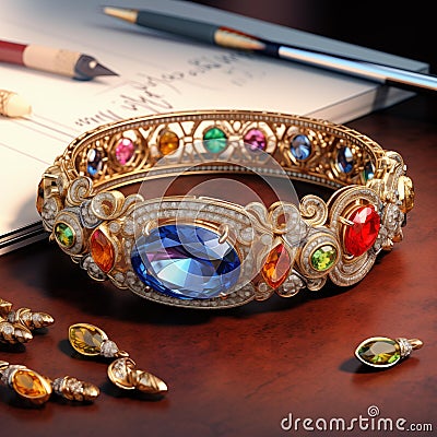 Image created from AI, Picture of a bangle jewelry design Stock Photo