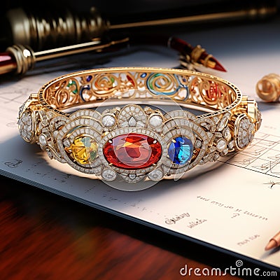 Image created from AI, Picture of a bangle jewelry design Stock Photo