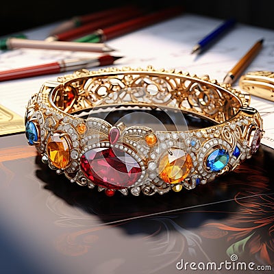 Image created from AI, Picture of a bangle jewelry design Stock Photo