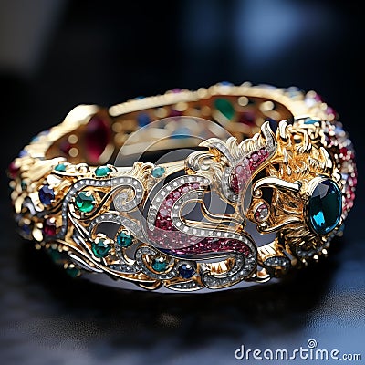 Image created from AI, Picture of a bangle jewelry design Stock Photo